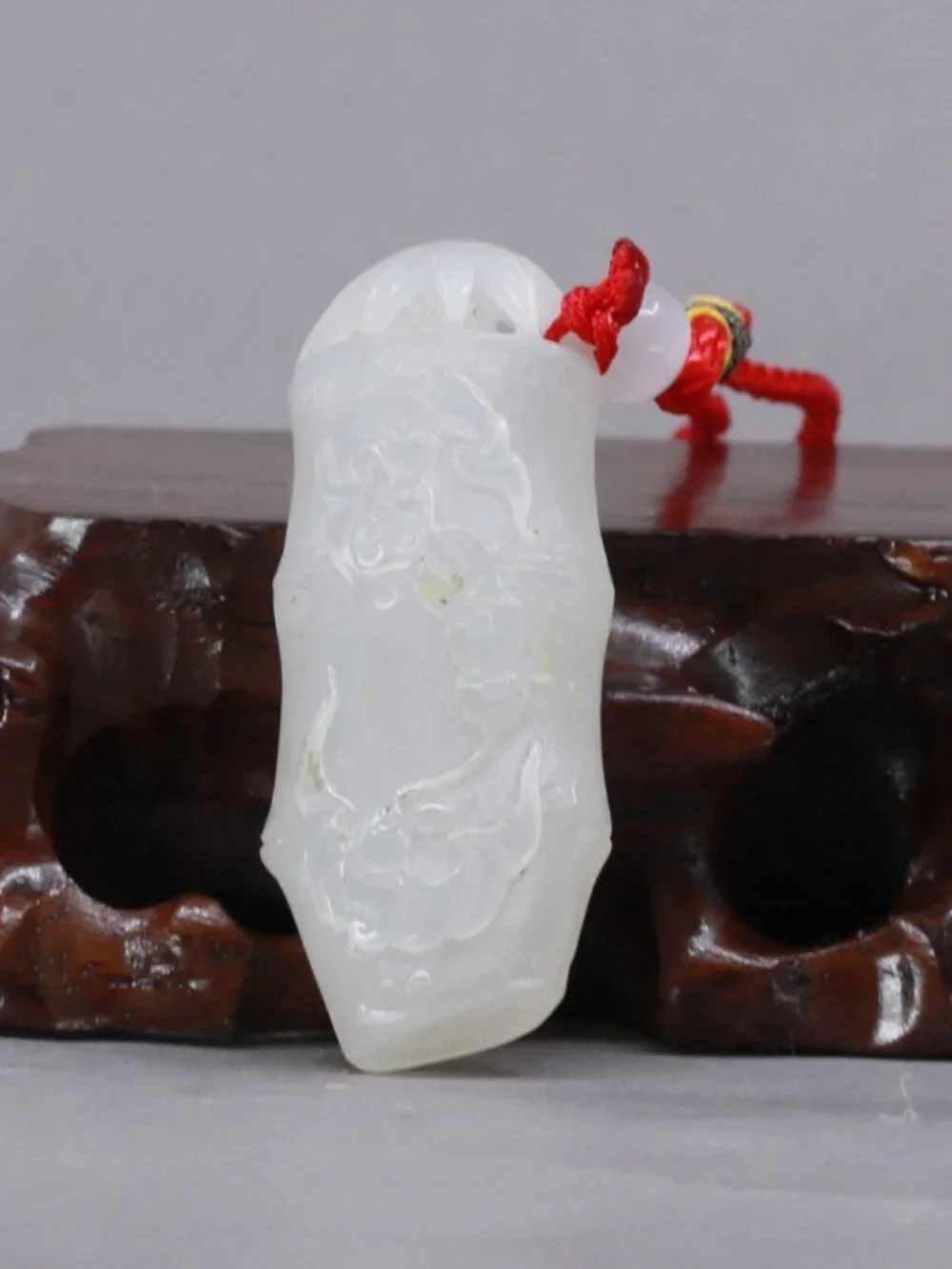 Chinese Hetian Jade Pendant w Fortune Bat & Ruyi